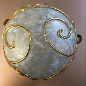 🎄 Christmas Ornament White & Gold Glass Ornament